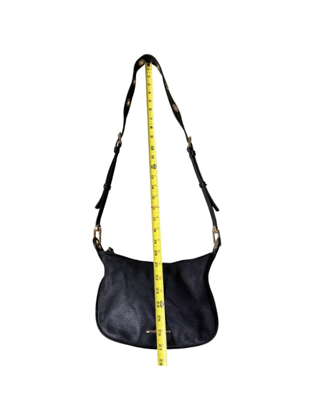 Michael Kors Barlow Medium Black Leather Purse Bag Grommet Adjustable Strap - Picture 14 of 16